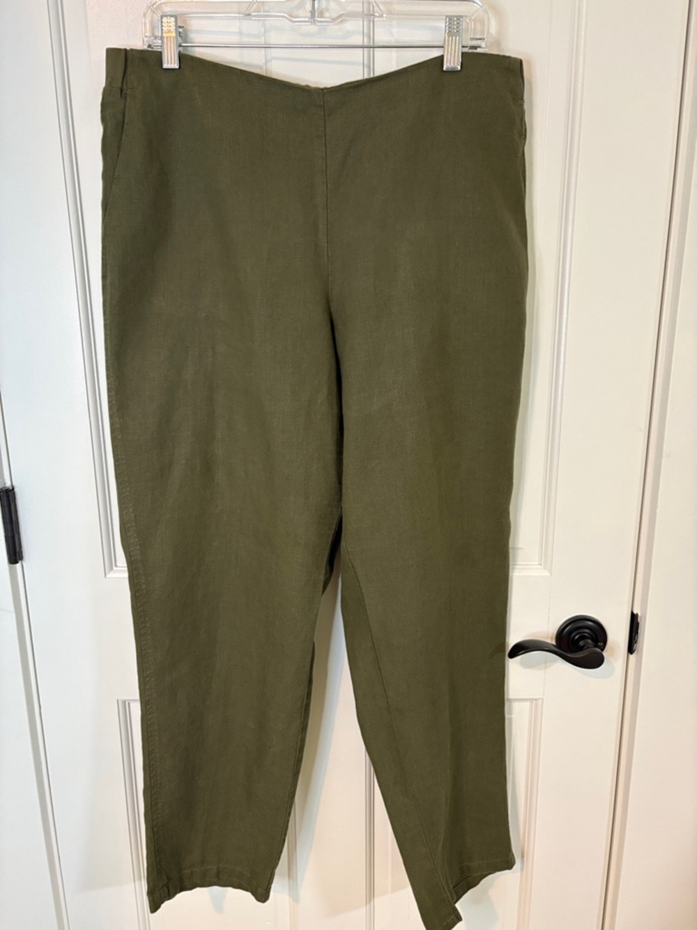 J. Jill Size L Olive-Tone Straight Leg 100% Linen Pants